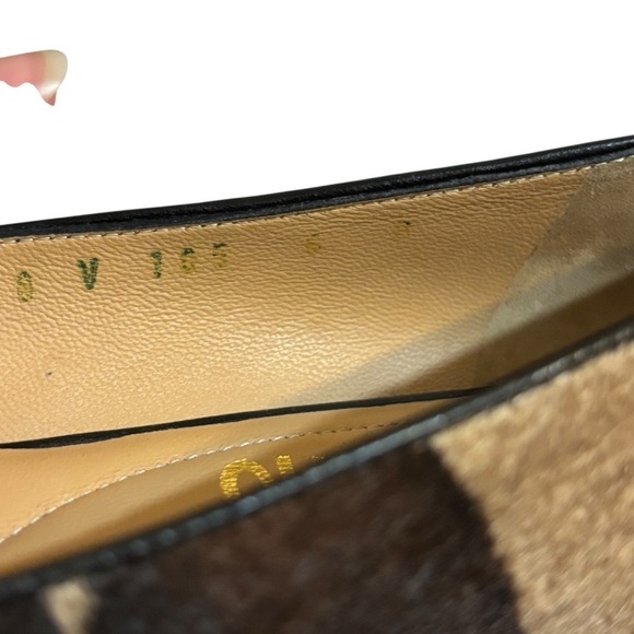 Salvatore Ferragamo ballet flats Varina calf hair tan brown stripe bow 6 US - Picture 11 of 11